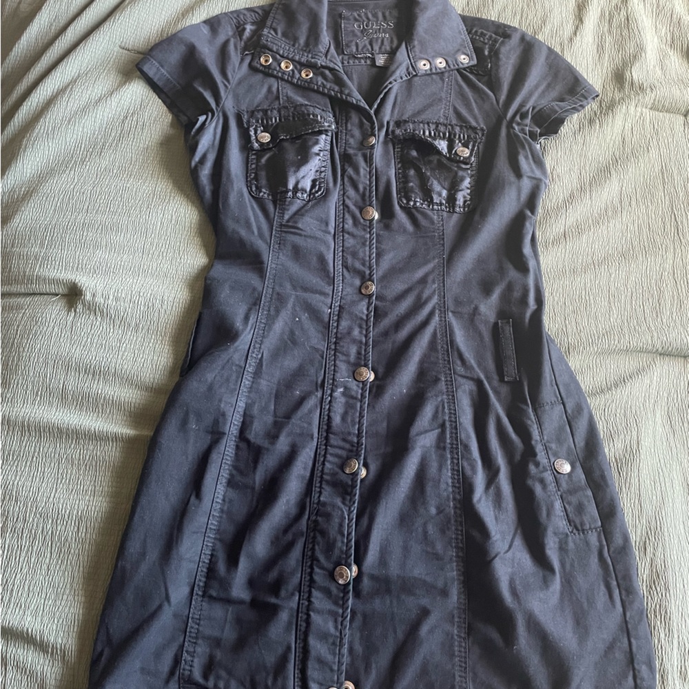 GUESS black collared dress